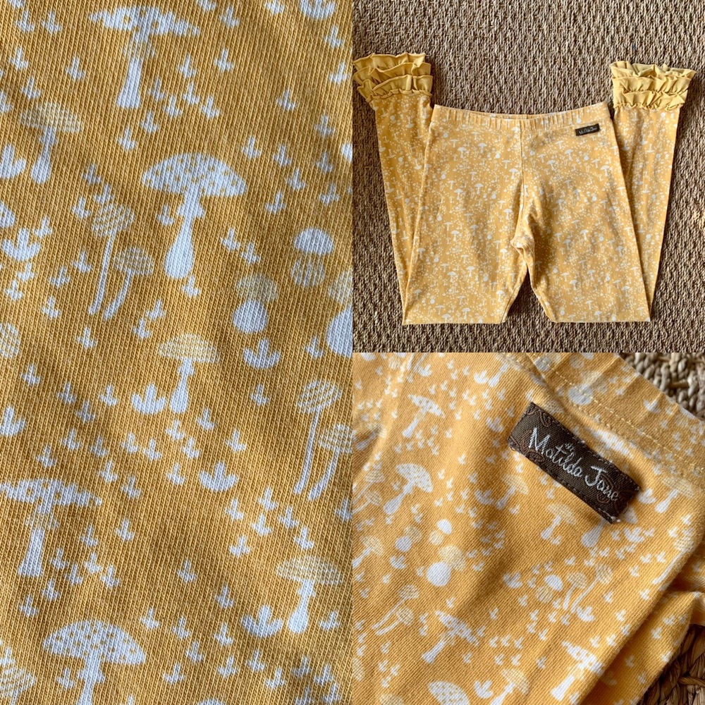 Matilda Jane // Girls Stomping Grounds Ruffle Leggings with Mushrooms - Size 14